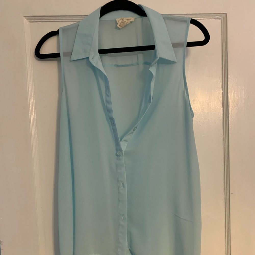 Soft See-through Blue Blouse